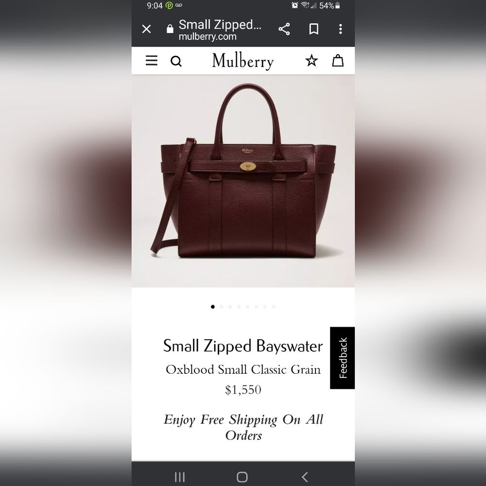 Small Mulberry Bayswater Tote Oxblood